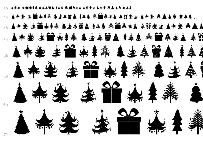 Christmas Trees font waterfall